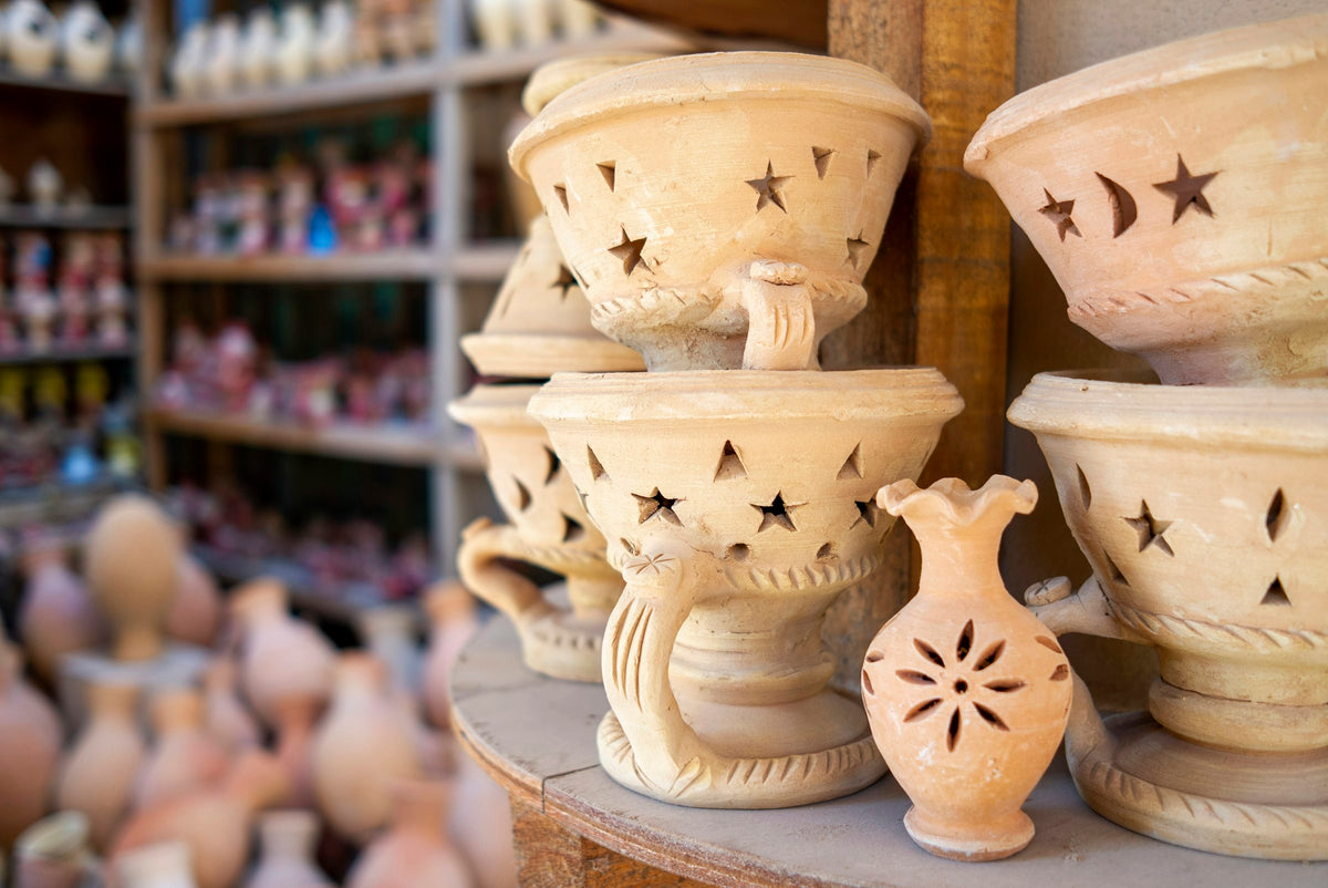 Traditional clay frankincense burners, Oman